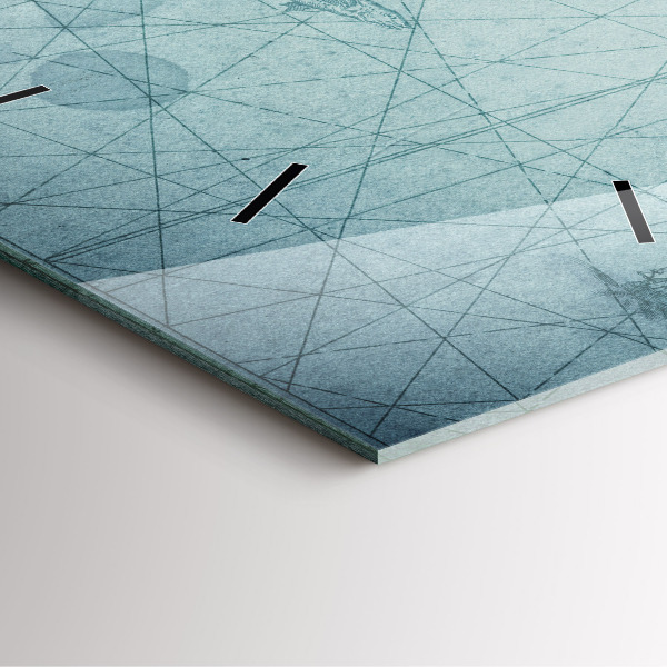 Square glass wall clock Vintage map