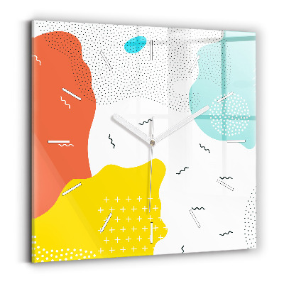 Square glass wall clock POP Abstraction