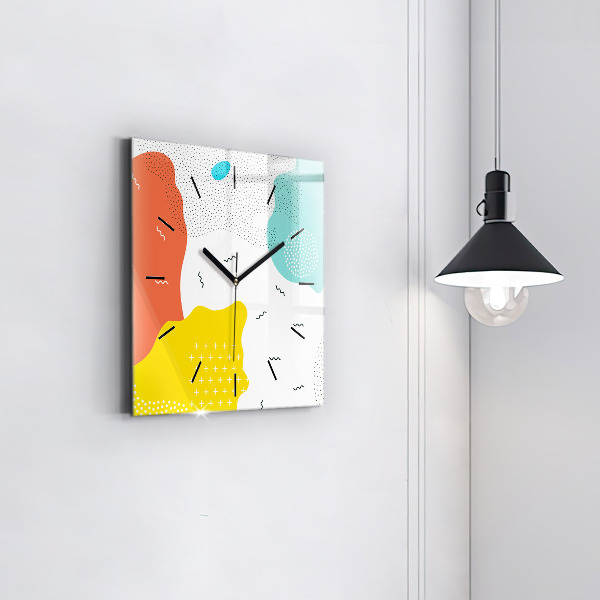 Square glass wall clock POP Abstraction
