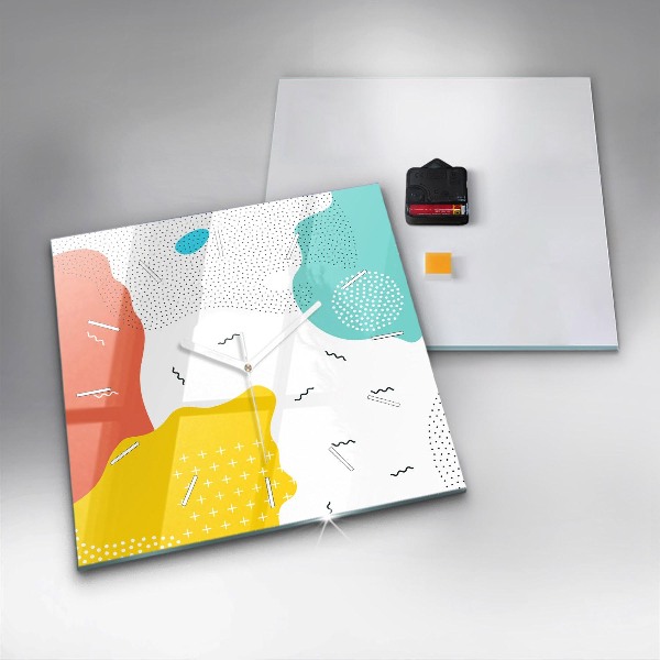 Square glass wall clock POP Abstraction
