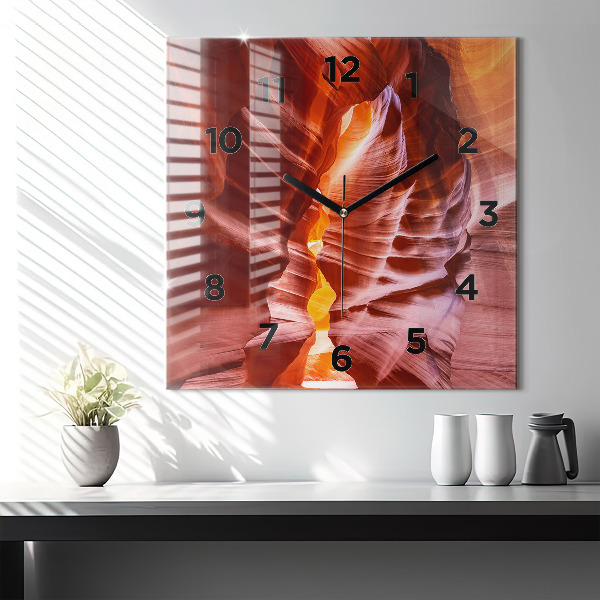 Square glass wall clock Sand Canyon