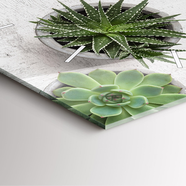 Square glass wall clock Ornamental plants