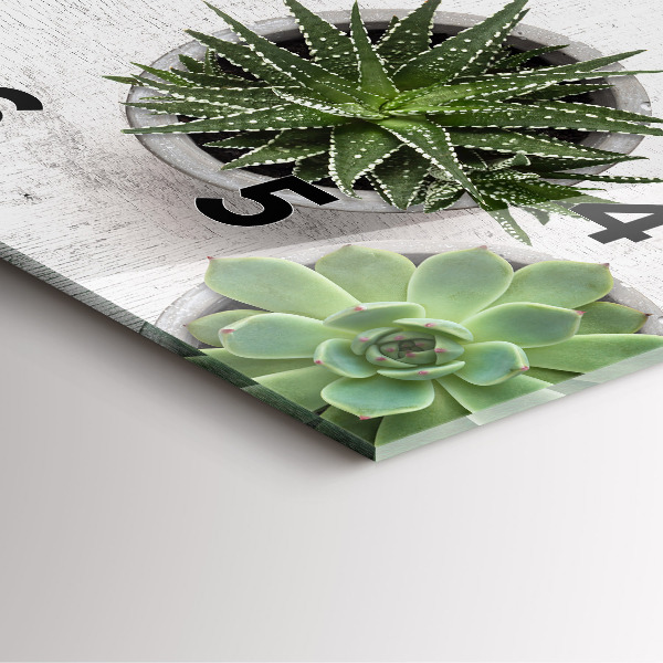 Square glass wall clock Ornamental plants