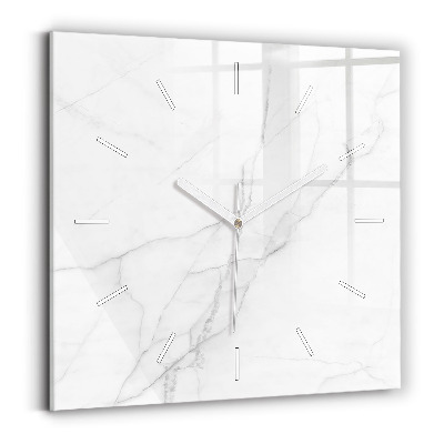 Square glass wall clock Decorative marble