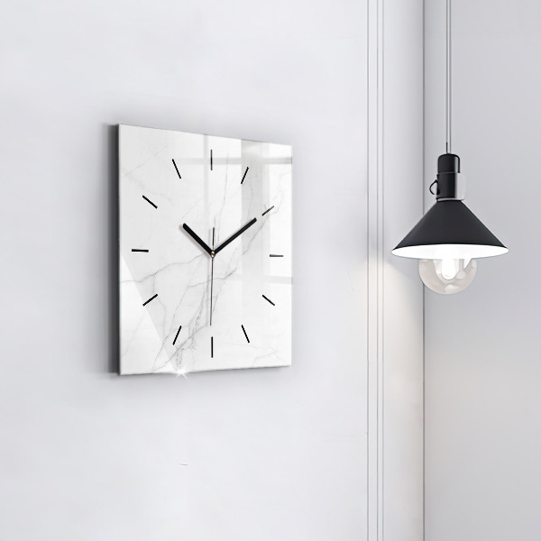 Square glass wall clock Decorative marble