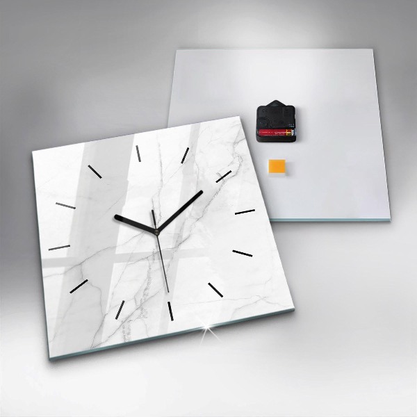 Square glass wall clock Decorative marble