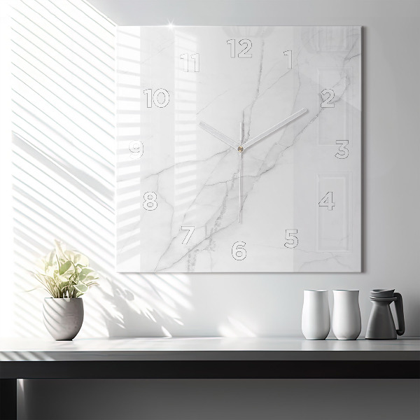 Square glass wall clock Decorative marble