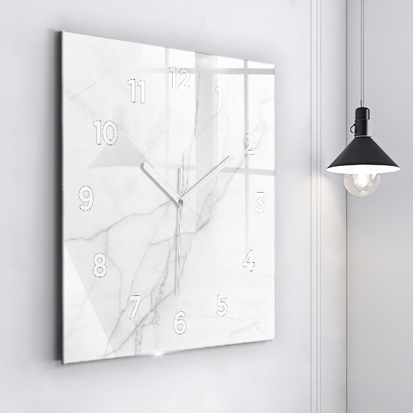 Square glass wall clock Decorative marble