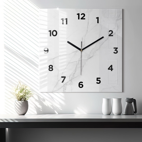 Square glass wall clock Decorative marble