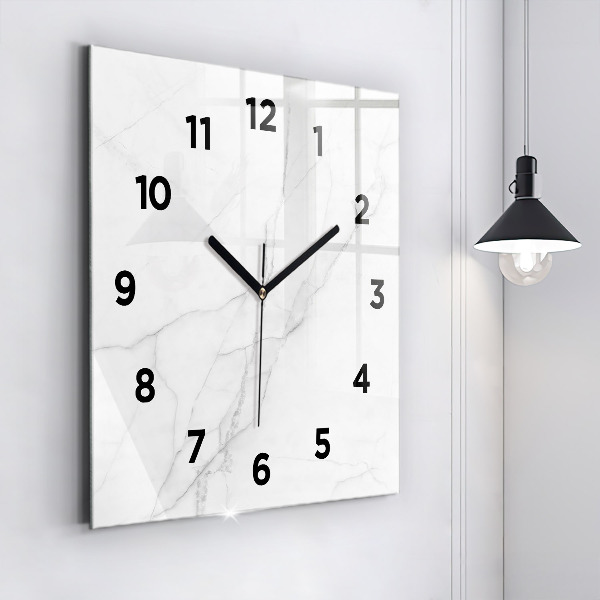 Square glass wall clock Decorative marble