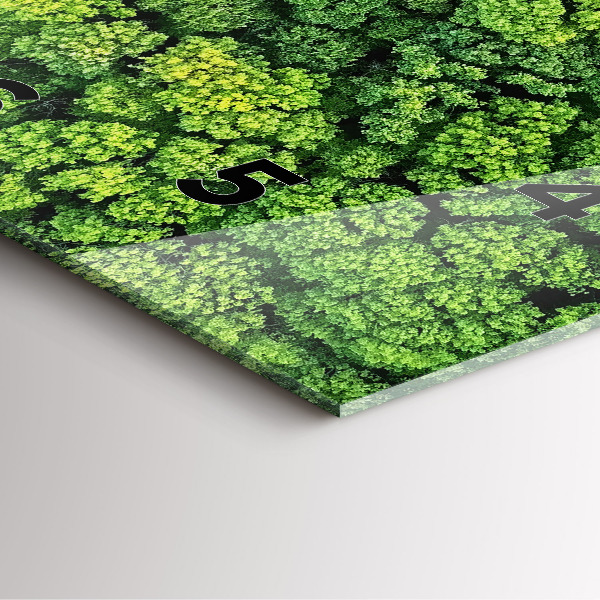 Square glass wall clock Forest from above