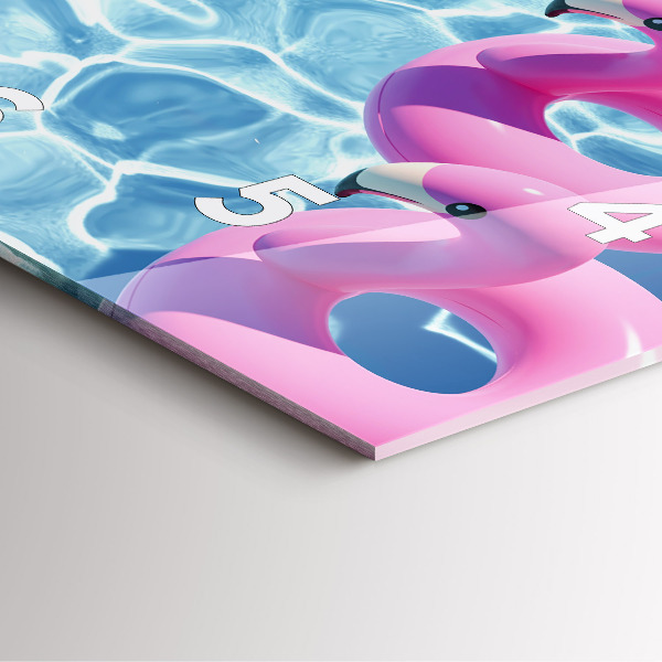 Square glass wall clock Dandelions flamingos