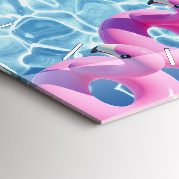 Square glass wall clock Dandelions flamingos