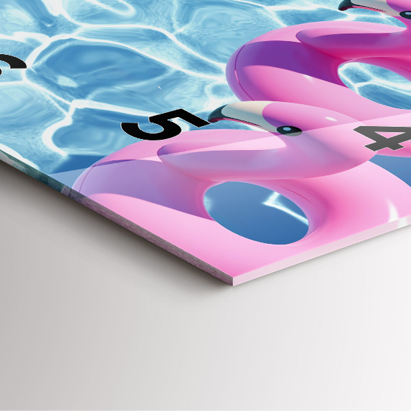 Square glass wall clock Dandelions flamingos