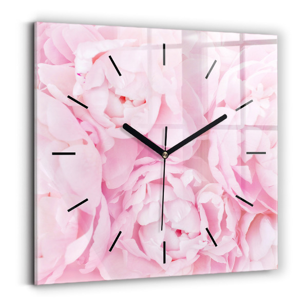 Square glass wall clock Blooming flowers