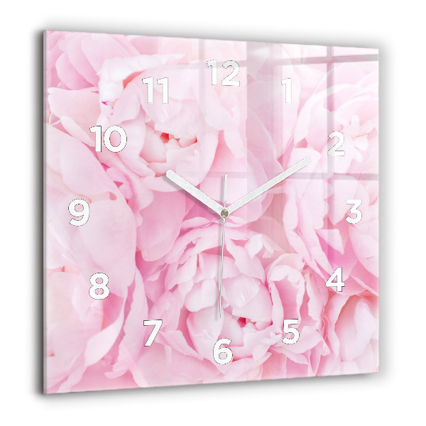 Square glass wall clock Blooming flowers
