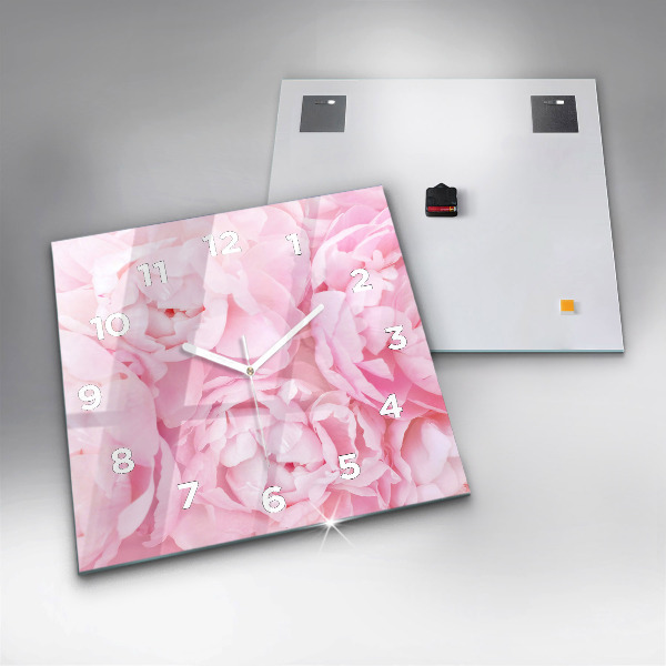 Square glass wall clock Blooming flowers