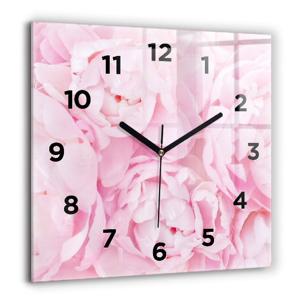 Square glass wall clock Blooming flowers