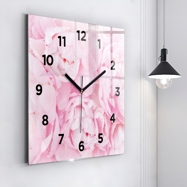 Square glass wall clock Blooming flowers