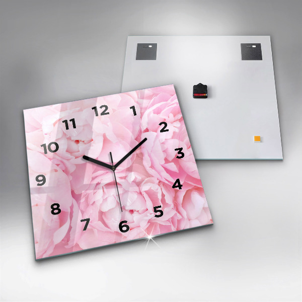 Square glass wall clock Blooming flowers