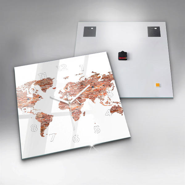 Square glass wall clock Old brick map