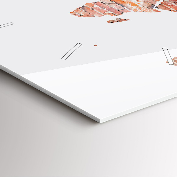 Square glass wall clock Old brick map