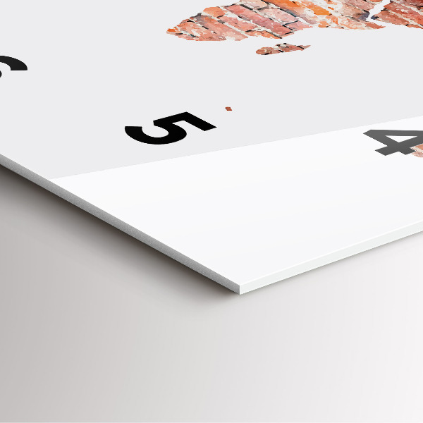 Square glass wall clock Old brick map