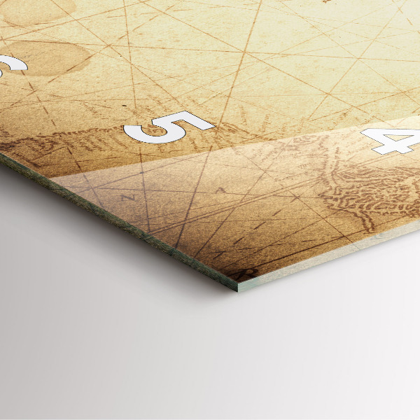Square glass wall clock Old world map
