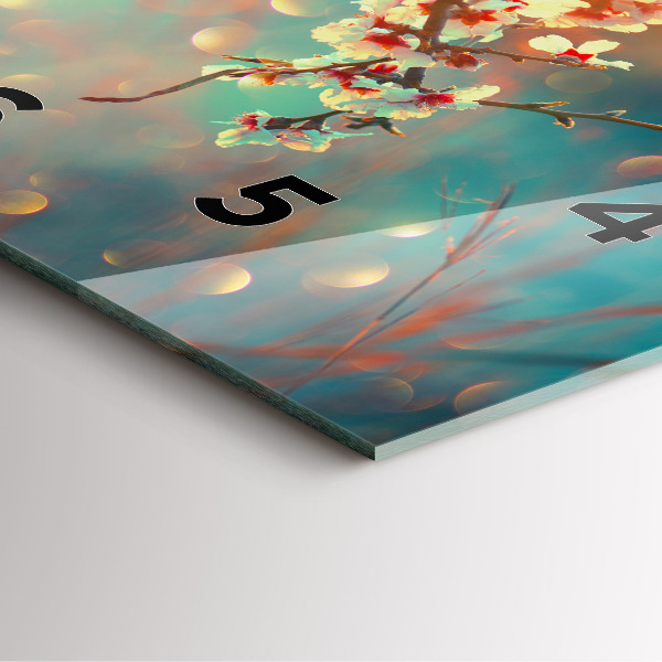 Square glass wall clock Spring flowers
