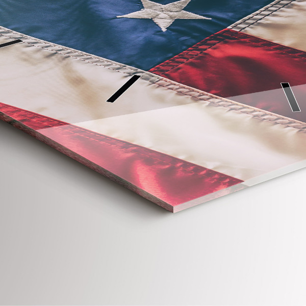 Square glass wall clock American flag