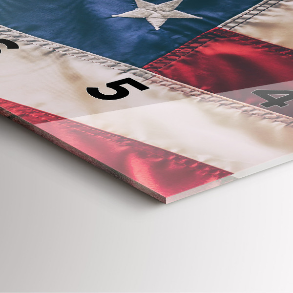 Square glass wall clock American flag