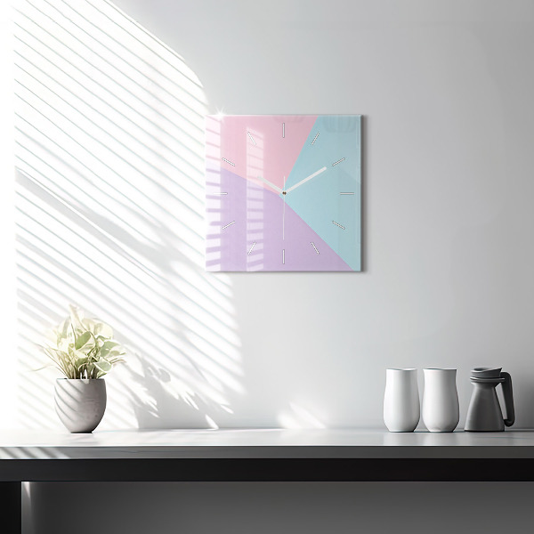 Square glass wall clock Pastel pattern