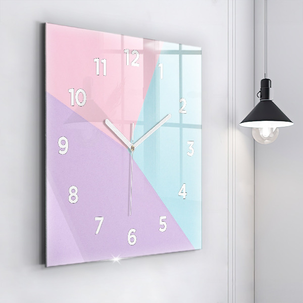 Square glass wall clock Pastel pattern