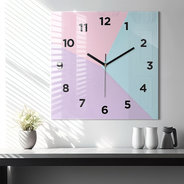 Square glass wall clock Pastel pattern