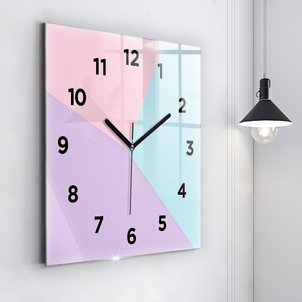 Square glass wall clock Pastel pattern