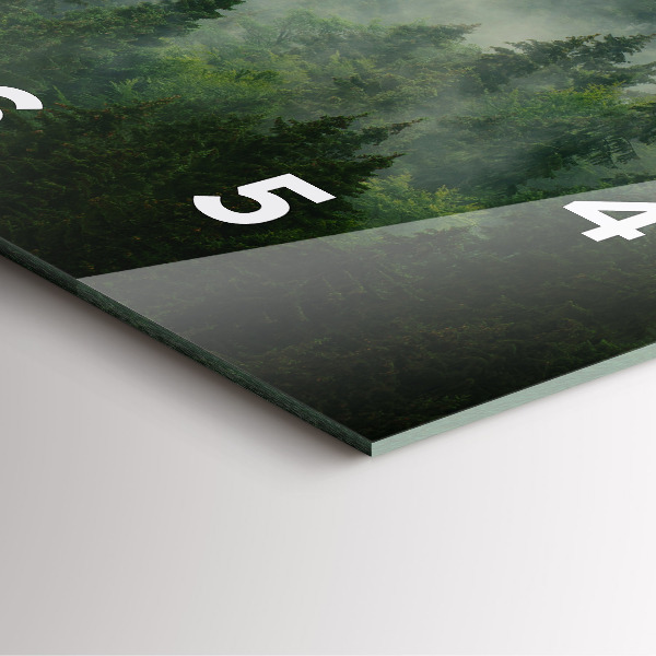 Square glass wall clock Misty forest