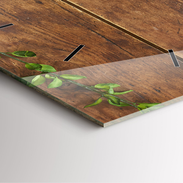 Square glass wall clock Rustic Wood