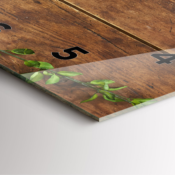 Square glass wall clock Rustic Wood