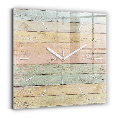 Square glass wall clock Colorful boards