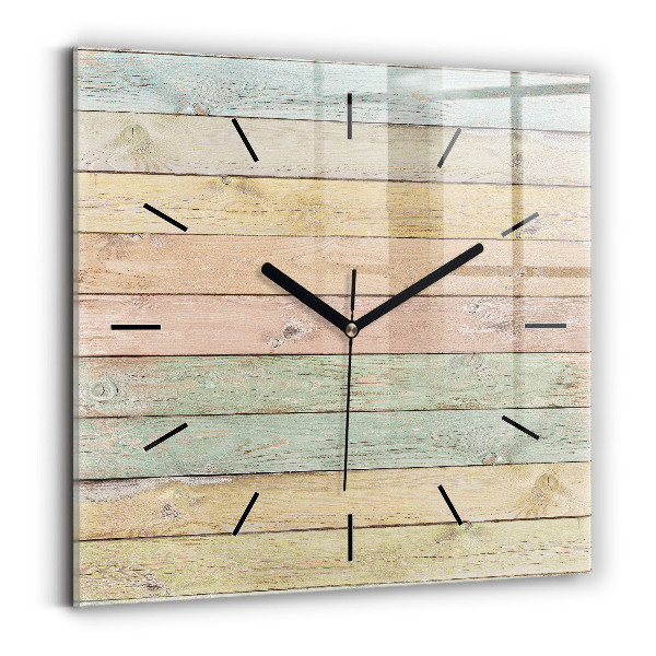 Square glass wall clock Colorful boards
