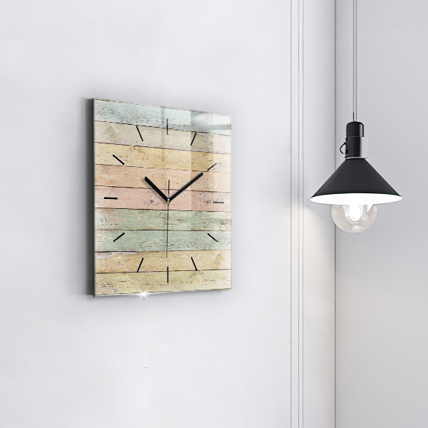 Square glass wall clock Colorful boards