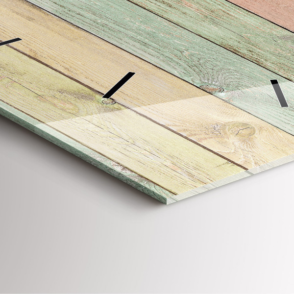 Square glass wall clock Colorful boards