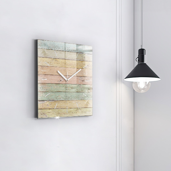 Square glass wall clock Colorful boards