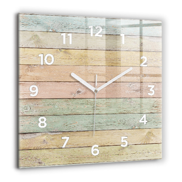 Square glass wall clock Colorful boards