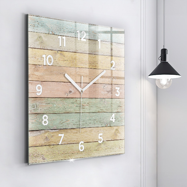 Square glass wall clock Colorful boards
