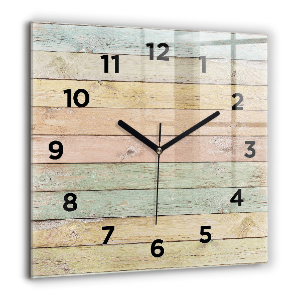 Square glass wall clock Colorful boards