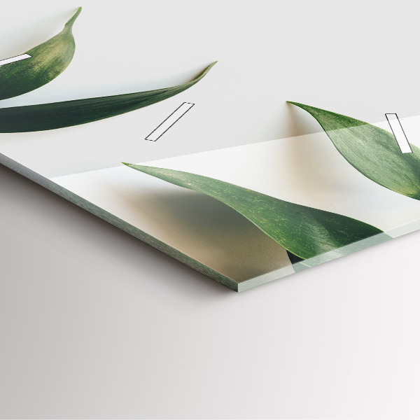 Square glass wall clock Leaf frame