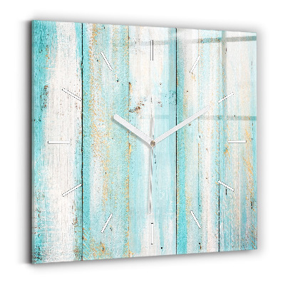Square glass wall clock Blue boards