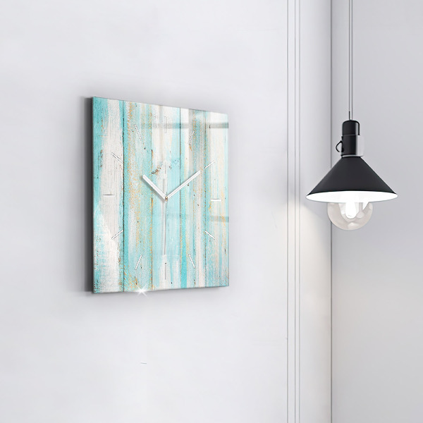 Square glass wall clock Blue boards