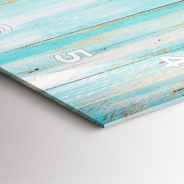 Square glass wall clock Blue boards